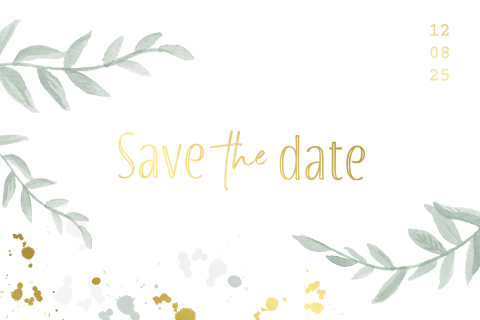 Goudfolie Save The Date Kaart Met Takjes